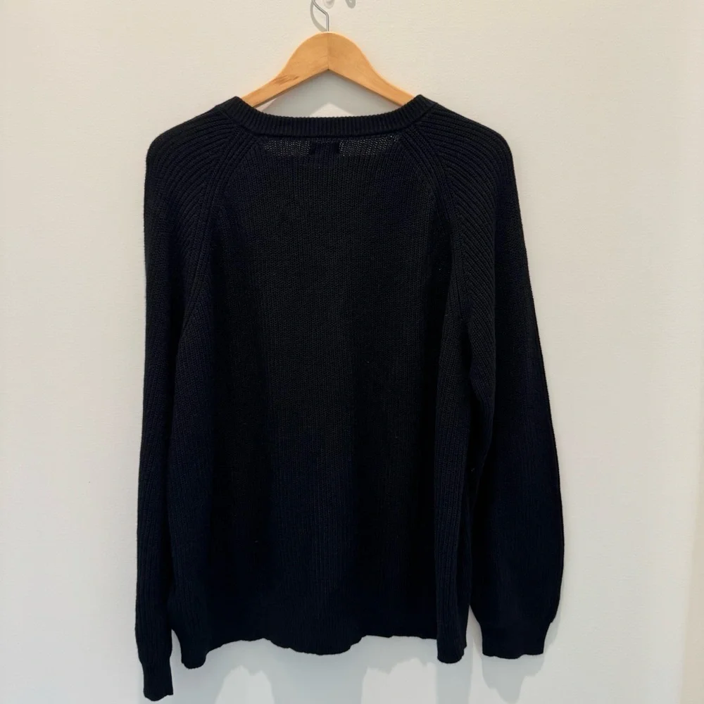 J. Crew Button Raglan Crewneck Sweater black Size XXL